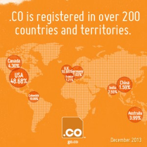 Top 10 Countries for .CO registrations